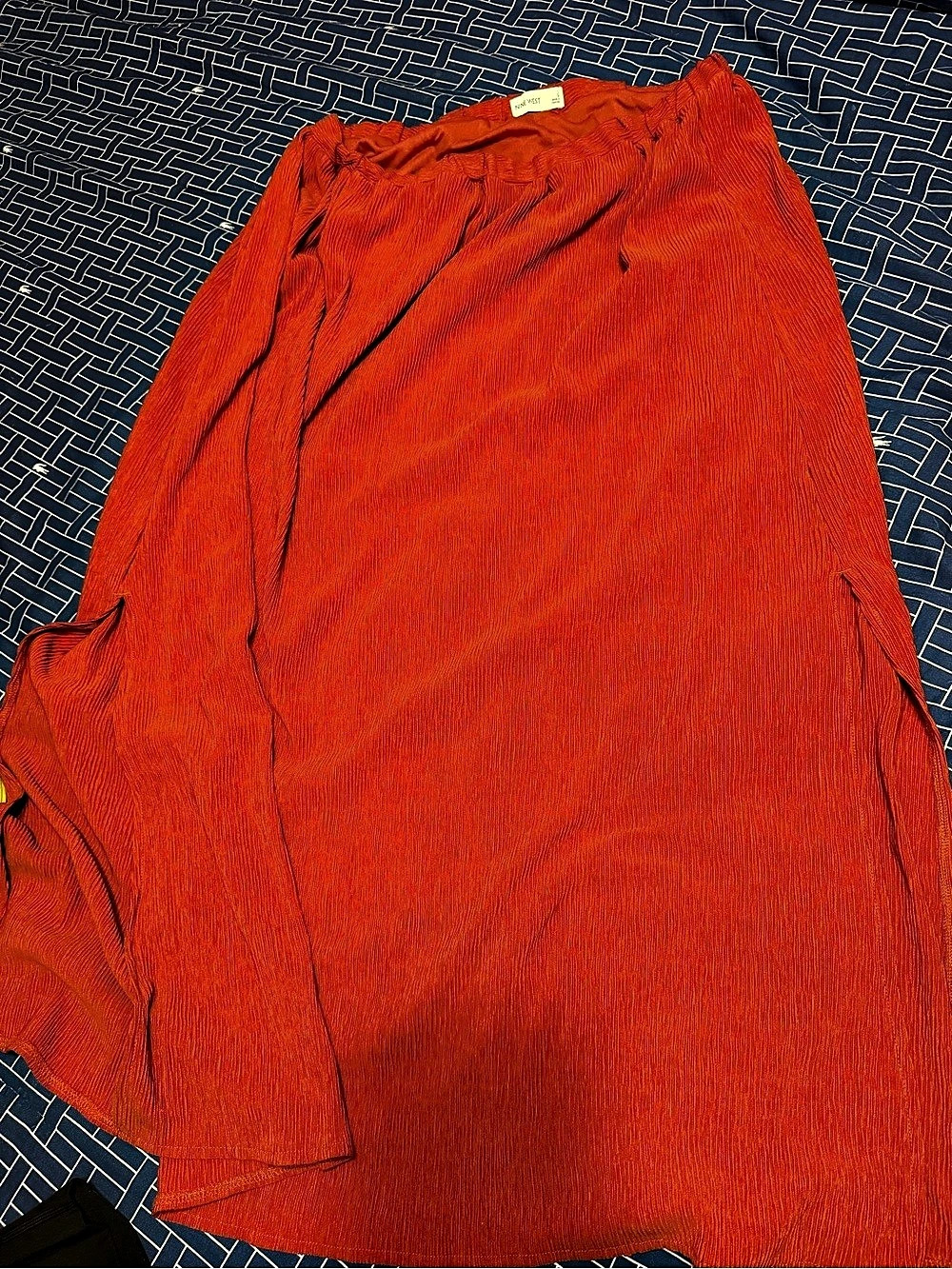 Nine West Orange Pleated Maxi Skirt Like New